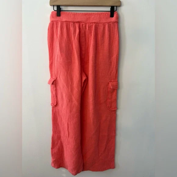 Aerie Women’s Haute Coral Gauzy High Waisted Cargo Pants, Size XS - Picture 11 of 13